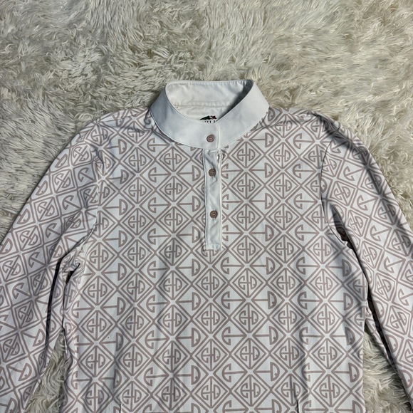 Women’s XL Pink Pattern Equiline Long Sleeve Horseback Riding Show Shirt - Picture 2 of 5